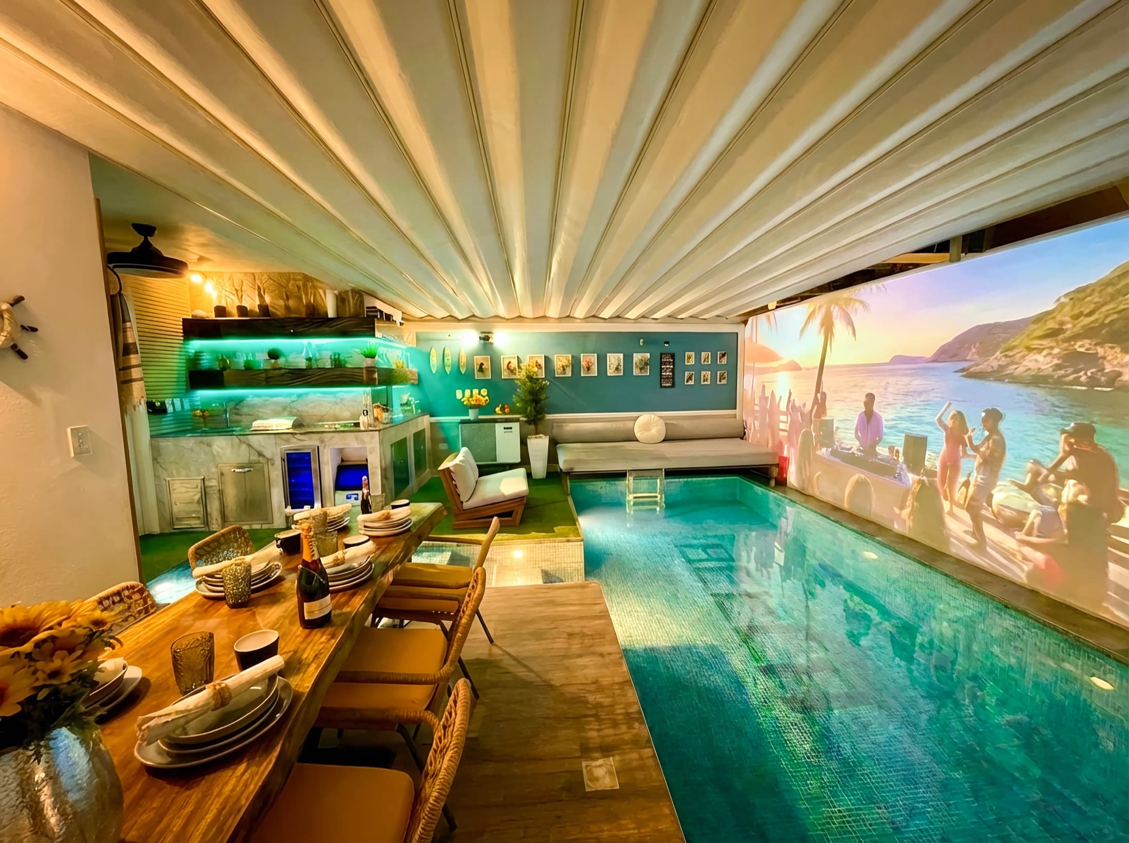 Outdoor marble kitchen and bar